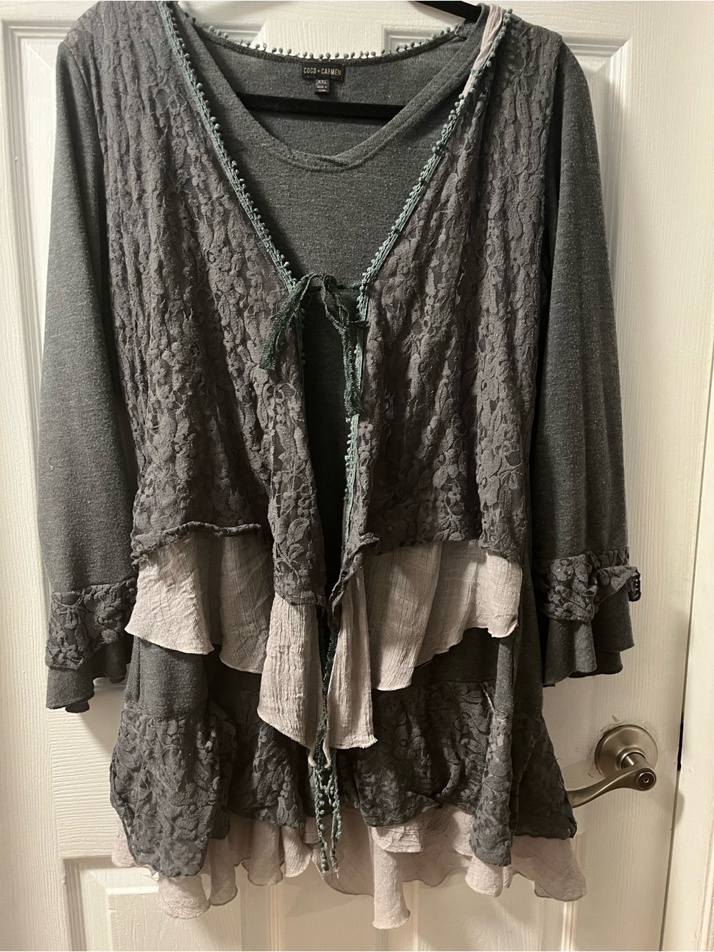 Coco + Carmen Layered Lace-Trim Cardigan goth fairy core